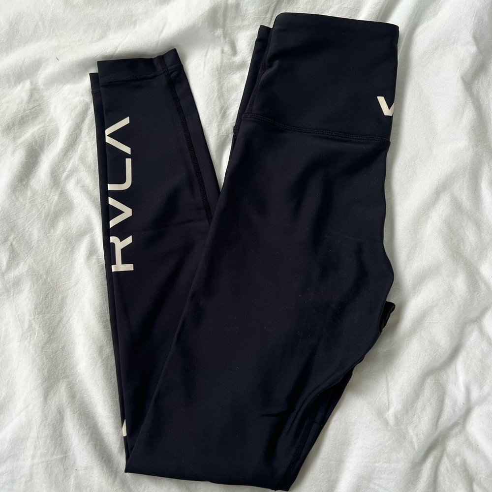 RVCA Womens Black Leggings with White Logo